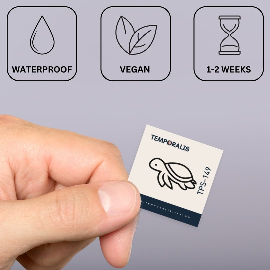Tortue nageuse minimaliste 2 - Temporalis® - Tatouage temporaire