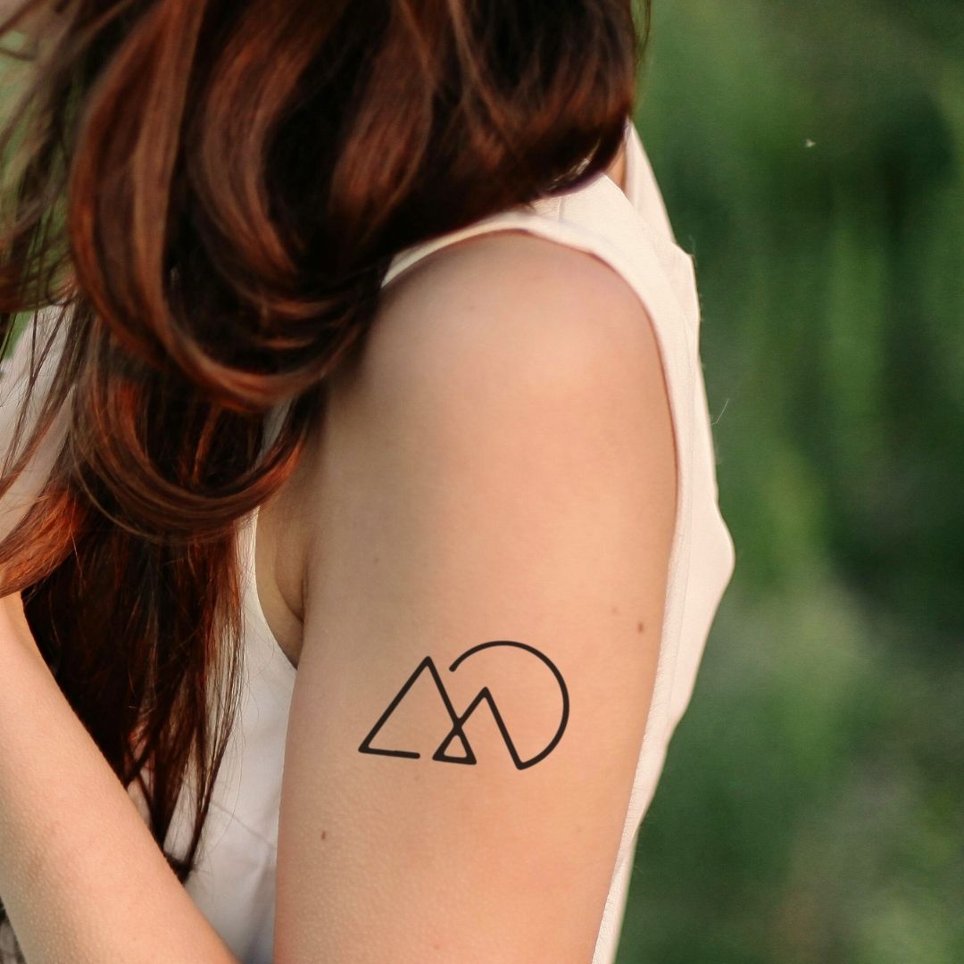 Mountain Peaks & Sunrise Temporary Tattoo - 1 | Temporalis