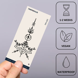 Flecha Floral Mística 2 - Temporalis® - Tatuaje temporal