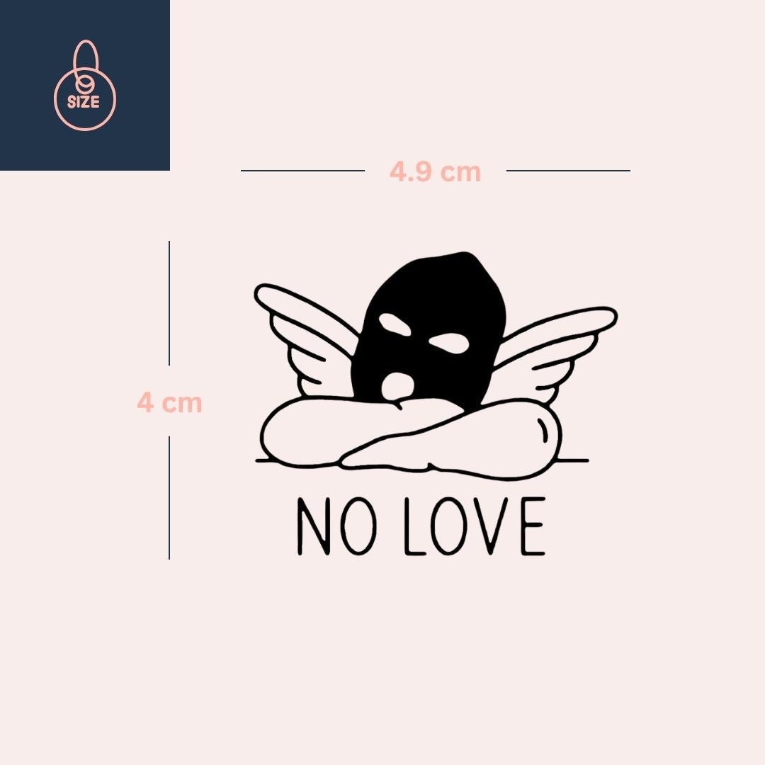 No Love' Masked Angel Temporary Tattoo with Wings - 4 | Temporalis