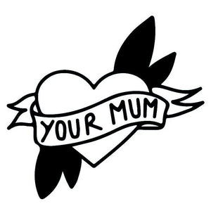 Old - school 'YOUR MUM' heart banner temporary tattoo - 2 | Temporalis