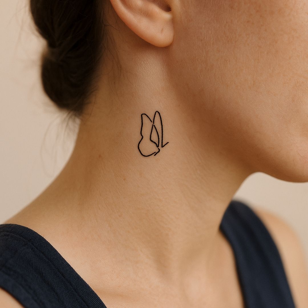 One - line butterfly temporary tattoo - 1 | Temporalis