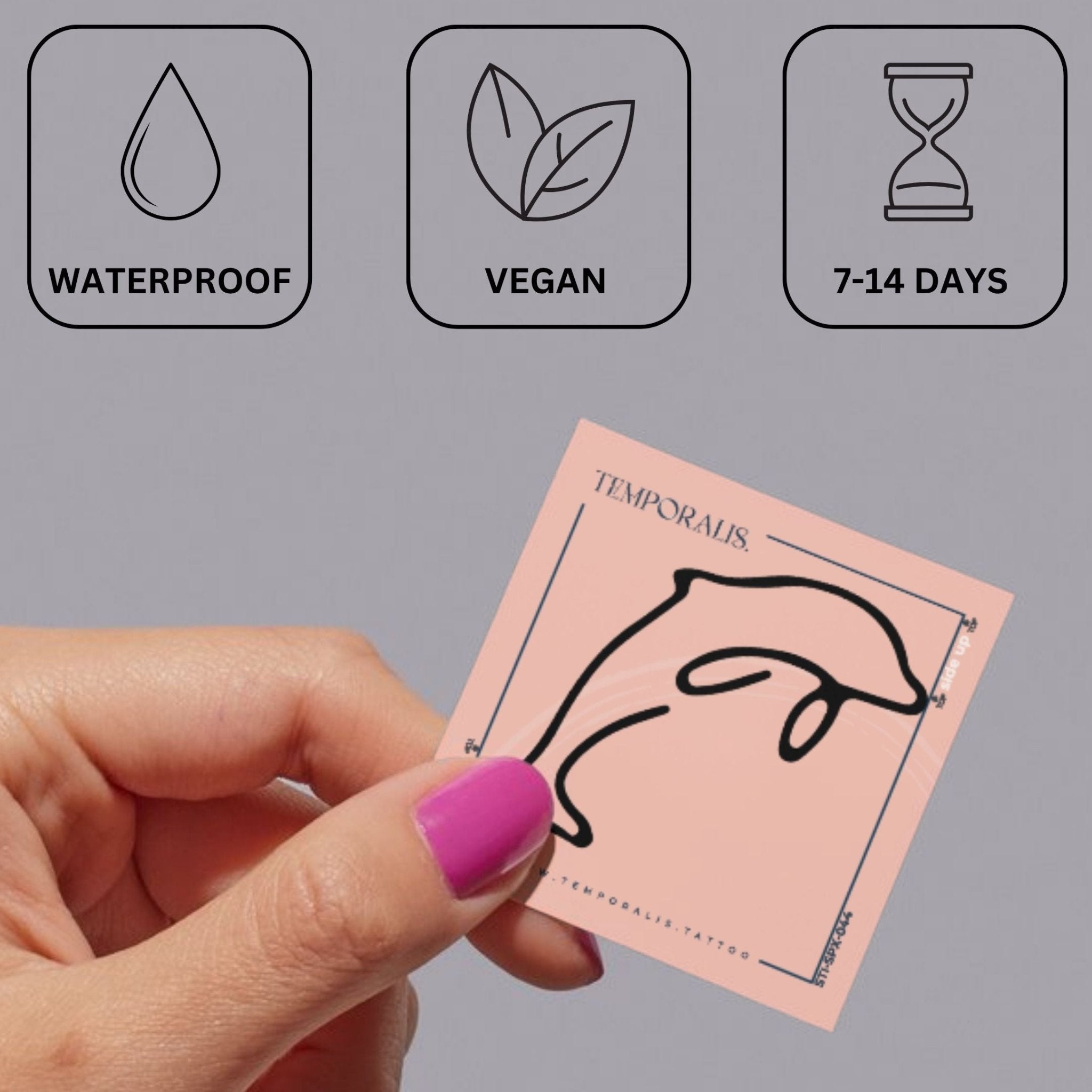 One - line jumping dolphin temporary tattoo 4 - Temporalis