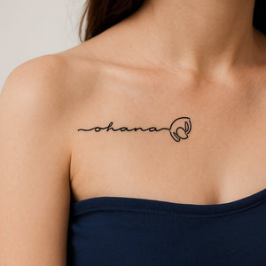 Una línea Ohana Rose 1 - Temporalis® - Tatuaje temporal