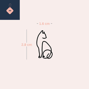 One - Line Sitting Cat Temporary Tattoo - 4 | Temporalis