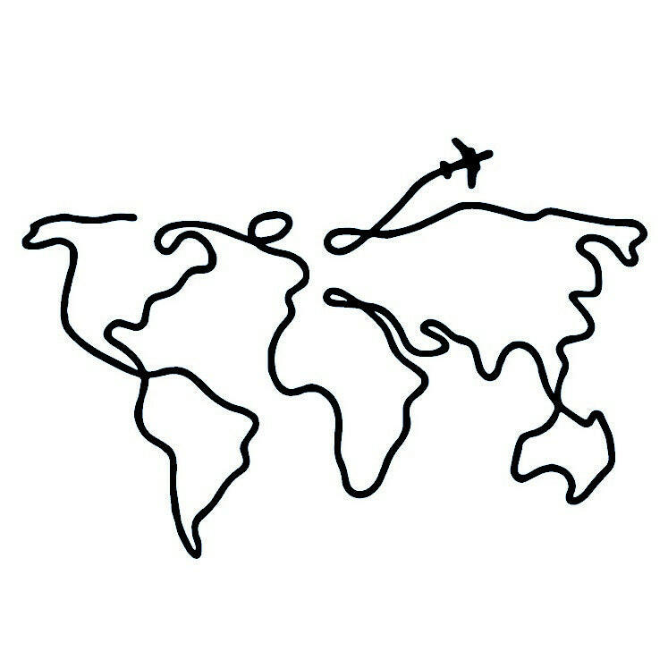 One - line world map and airplane temporary tattoo - 2 | Temporalis