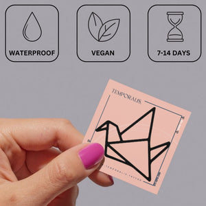 Origami Crane Temporary Tattoo - Bold Line Art - 3 | Temporalis