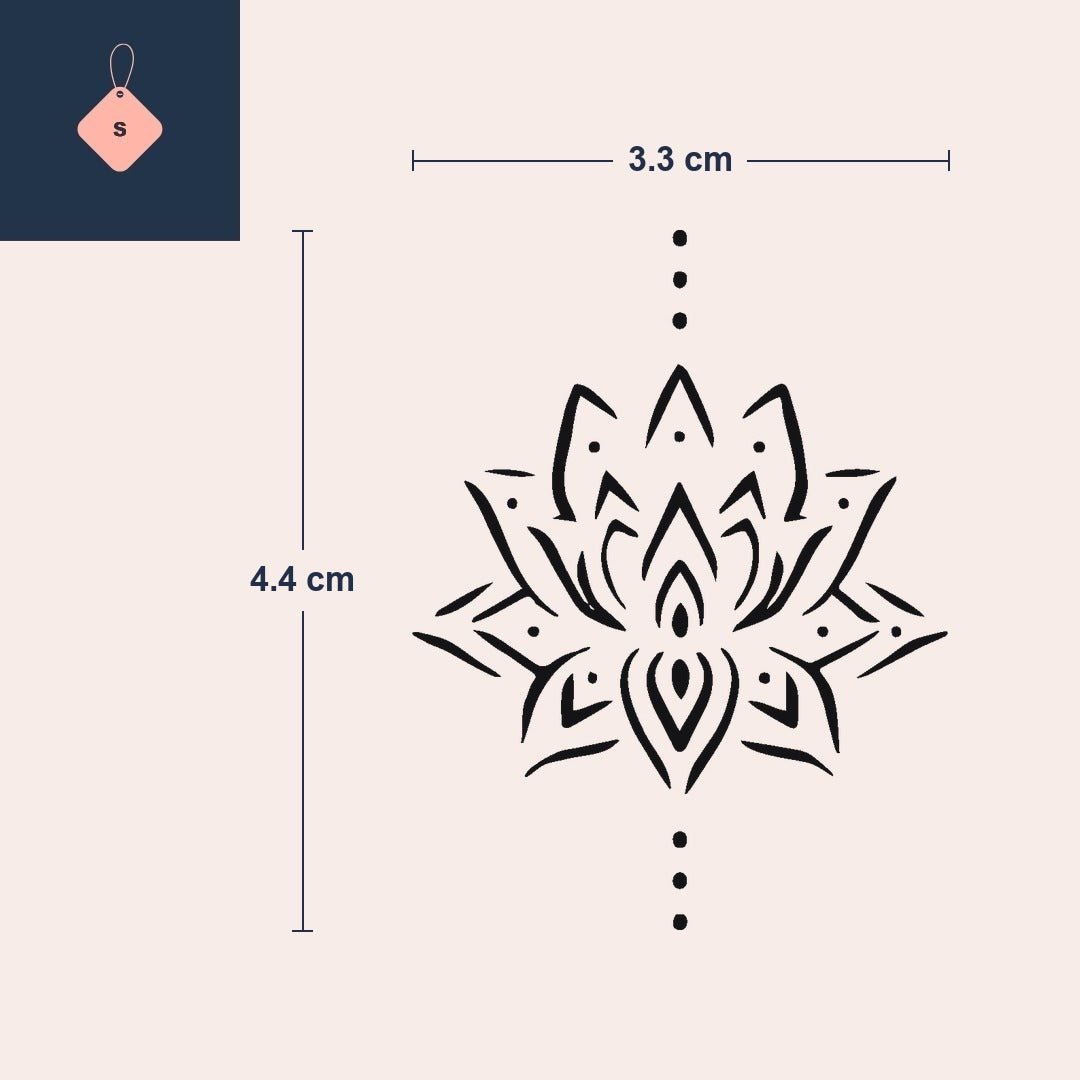 Ornamental Lotus & Dots Tattoo - 4 | Temporalis