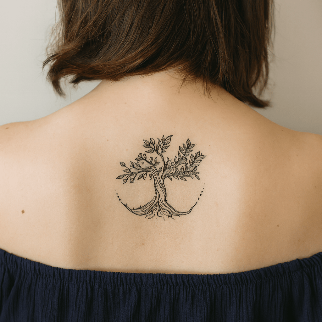 Ornamental tree with roots temporary tattoo - 5 | Temporalis