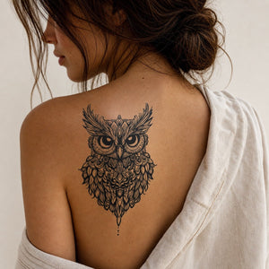 Ornate Owl Head Tattoo - 1 | Temporalis