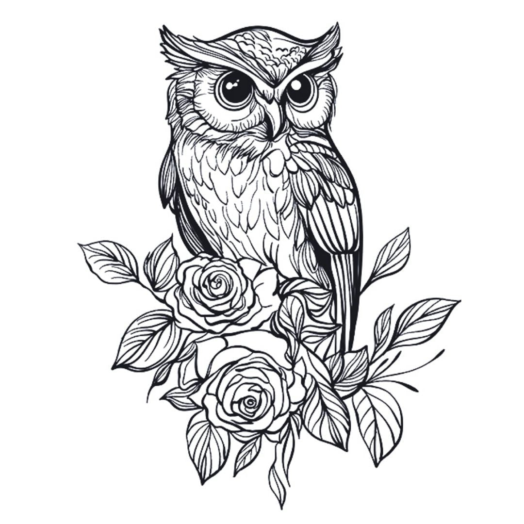 Owl and Roses Tattoo - 2 | Temporalis