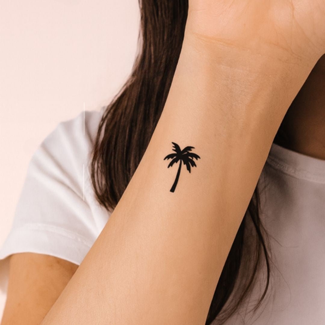 Palm tree silhouette temporary tattoo - 1 | Temporalis