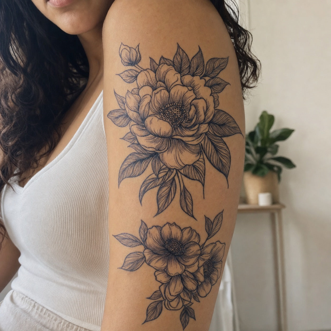 Peony Duo Tattoo - 1 | Temporalis