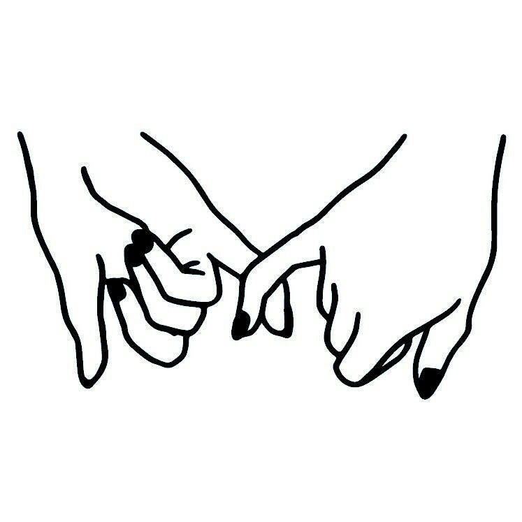Pinky Promise fine - line temporary tattoo with black nails - 2 | Temporalis