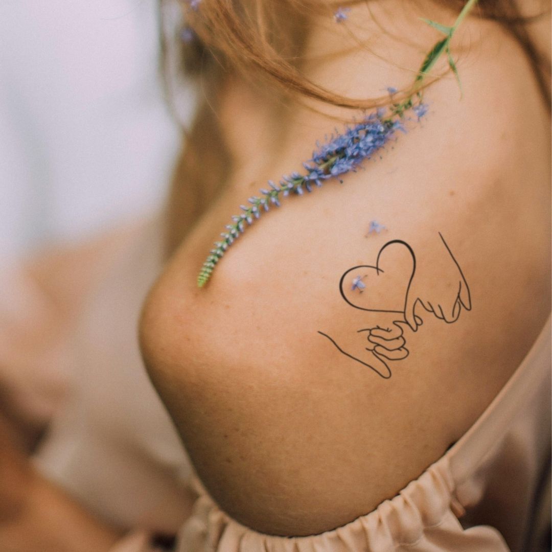 Pinky Promise Heart Hands Temporary Tattoo - 1 | Temporalis