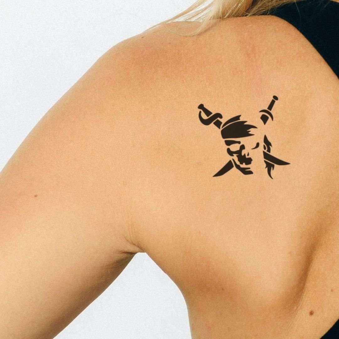 Pirate skull with crossed swords temporary tattoo - 1 | Temporalis