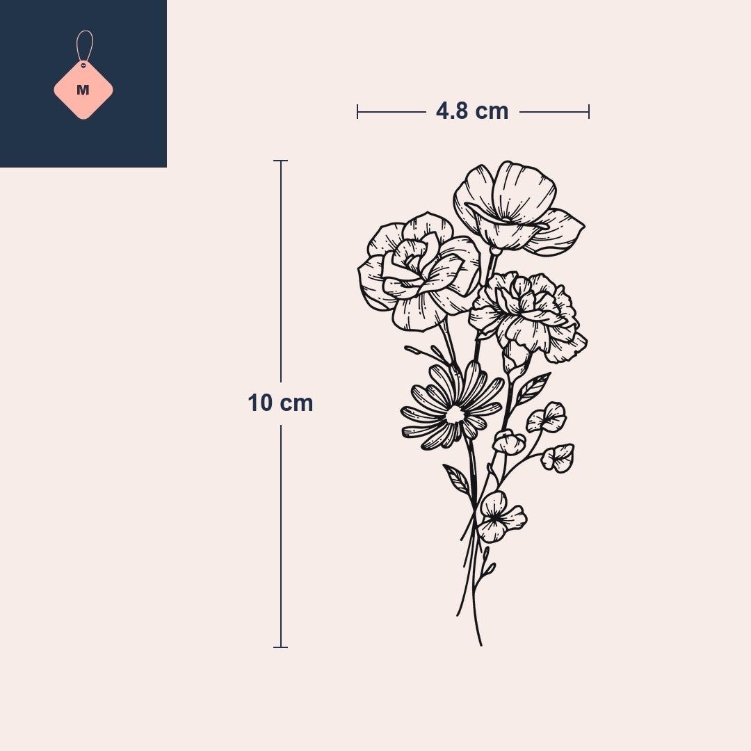 Rose & Carnation Bouquet Tattoo - 4 | Temporalis