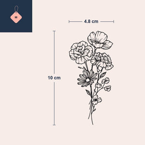 Rose & Carnation Bouquet Tattoo - 4 | Temporalis