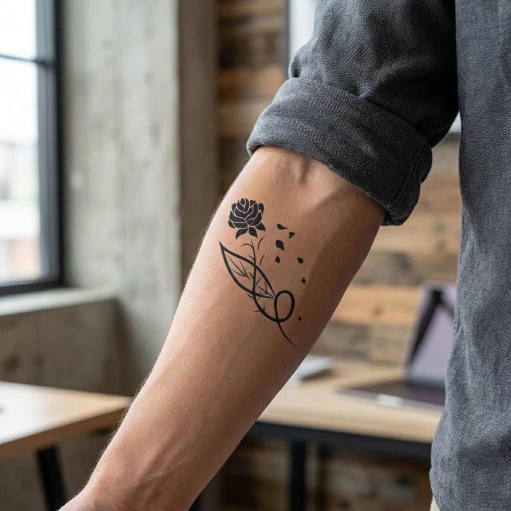 Rose Feather Infinity Tattoo - 1 | Temporalis