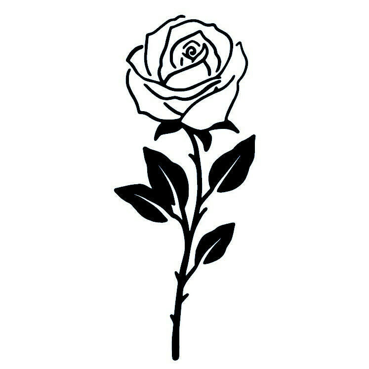 Rose temporary tattoo with stem and leaves - 2 | Temporalis
