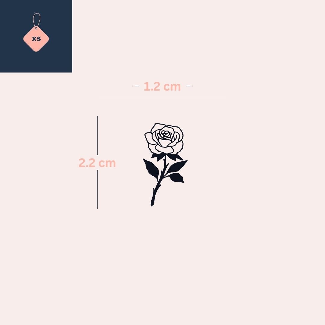 Rose temporary tattoo with stem and leaves - 4 | Temporalis