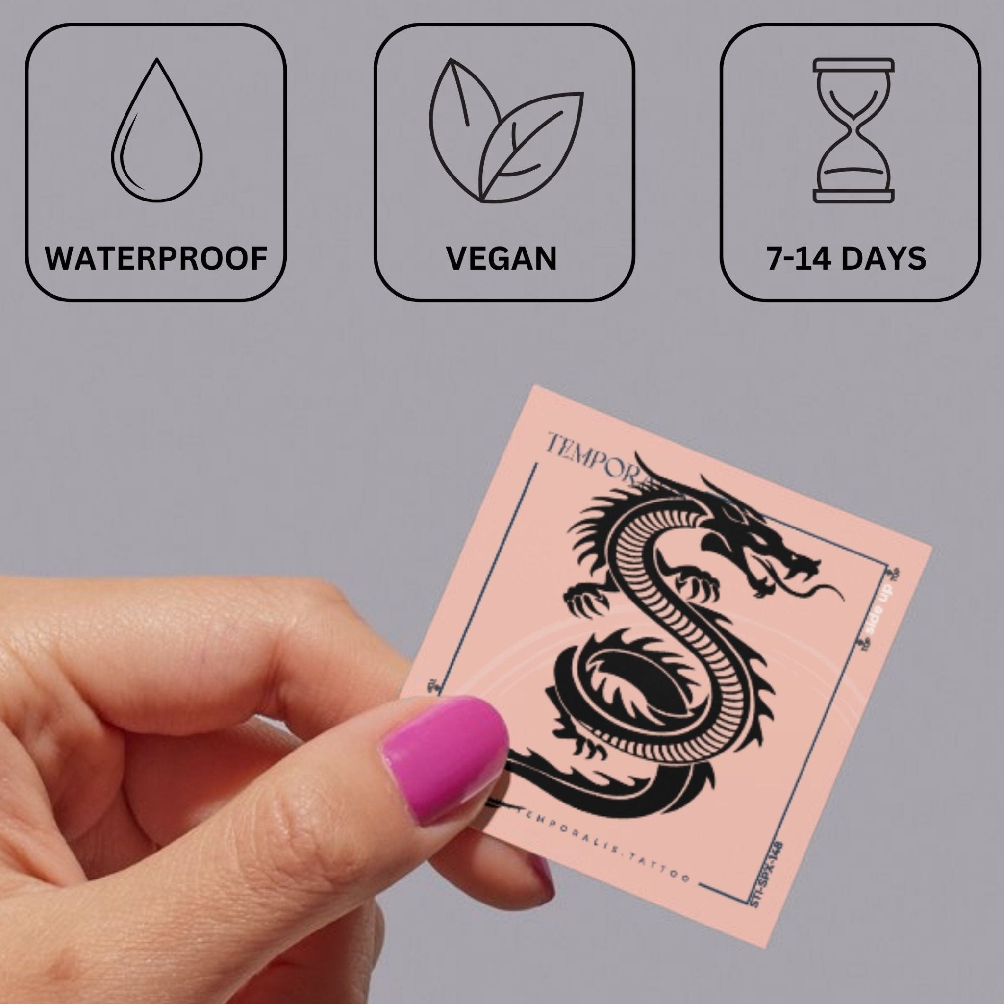 S - shaped tribal dragon temporary tattoo - 3 | Temporalis