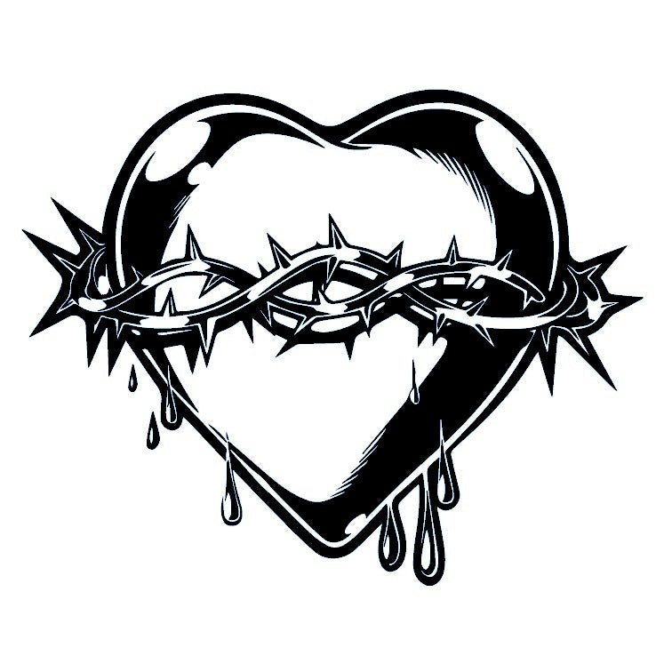 Sacred Heart temporary tattoo with crown of thorns - 2 | Temporalis