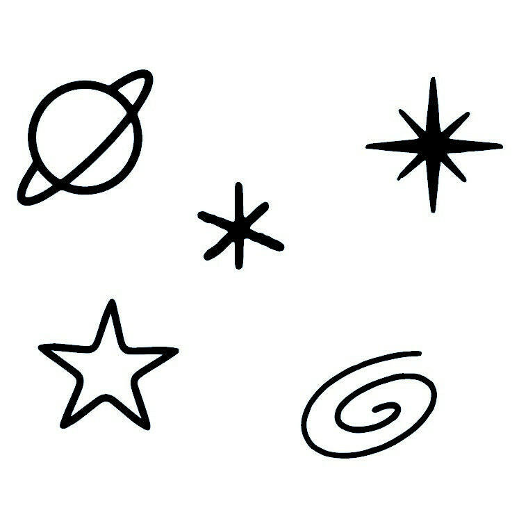 Saturn & stars fine line temporary tattoo - 2 | Temporalis