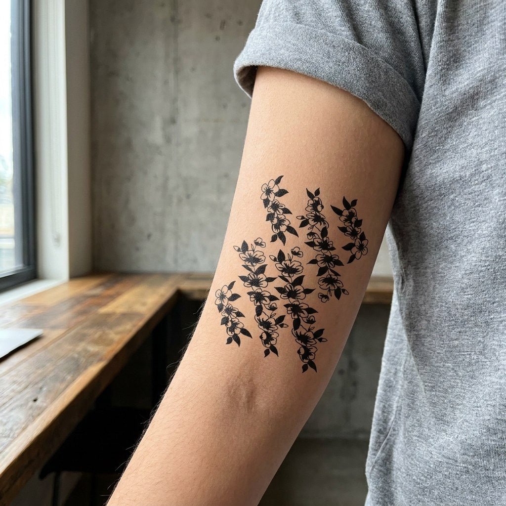 Scattered Blossom Cluster Tattoo - 1 | Temporalis