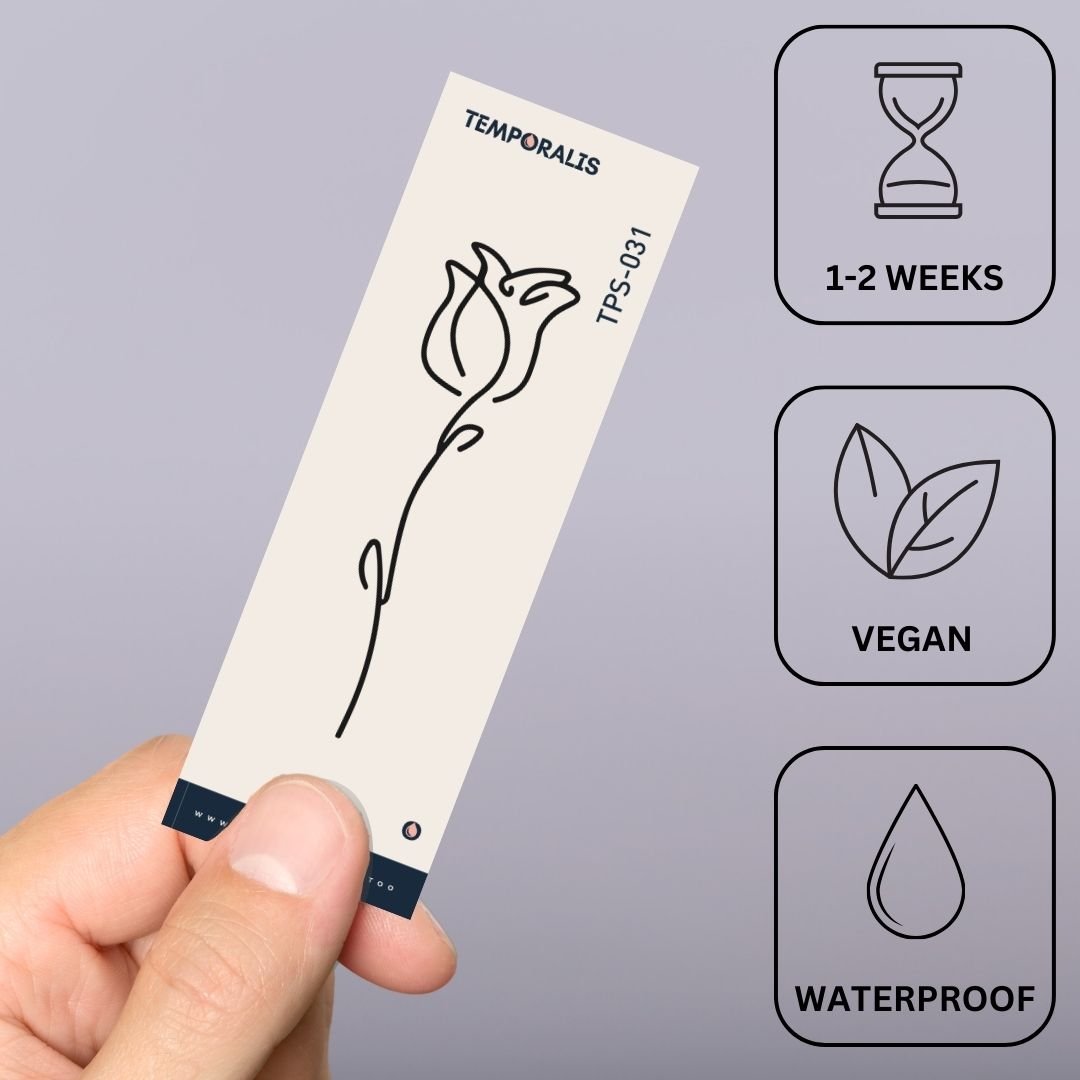 Single - line rose temporary tattoo - 3 | Temporalis