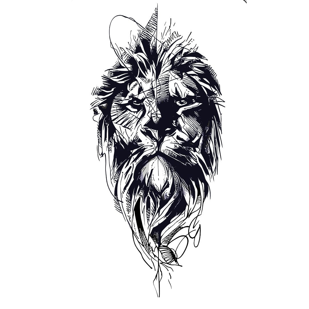Sketch - Style Lion Temporary Tattoo - 2 | Temporalis