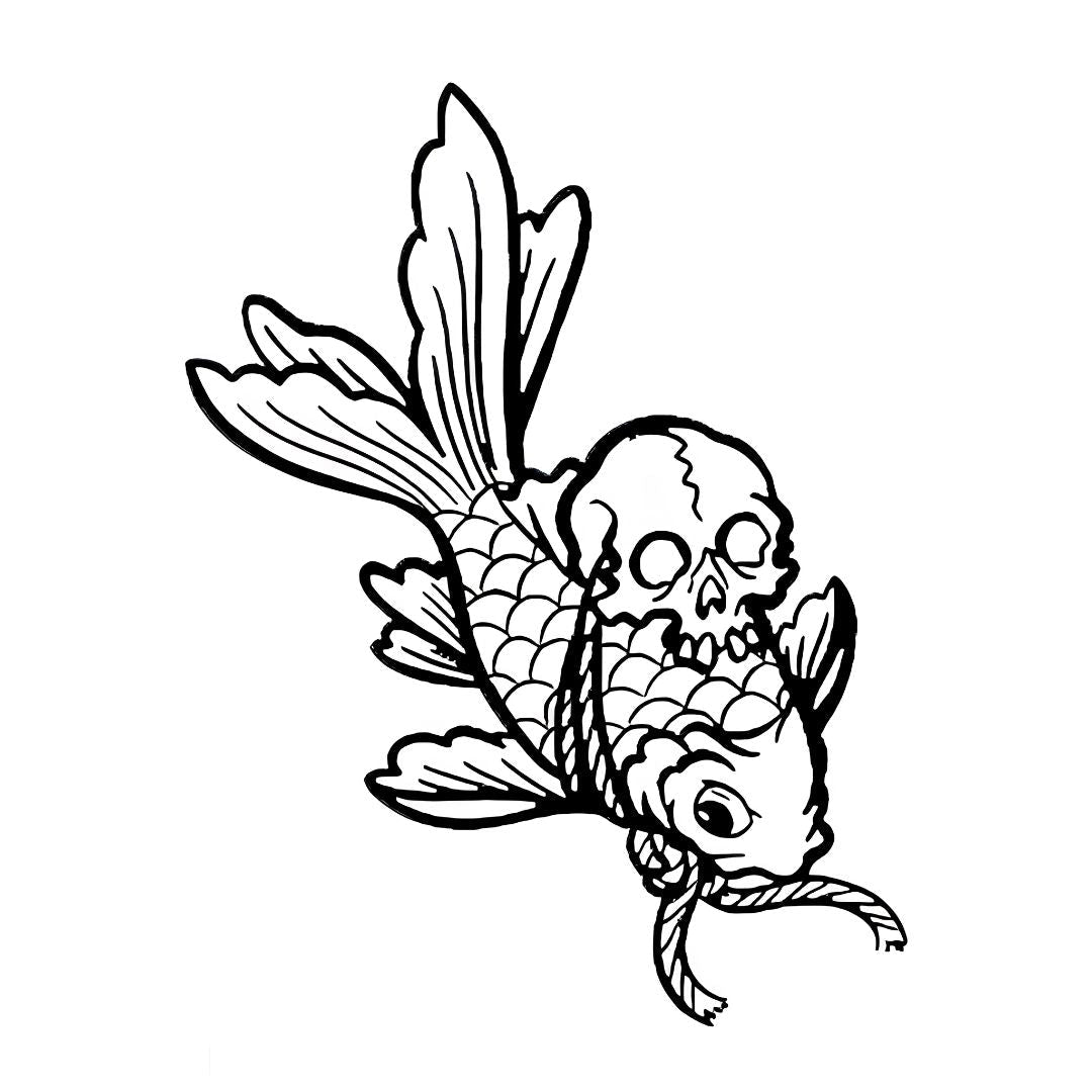 Skull Koi Fish Tattoo - 2 | Temporalis