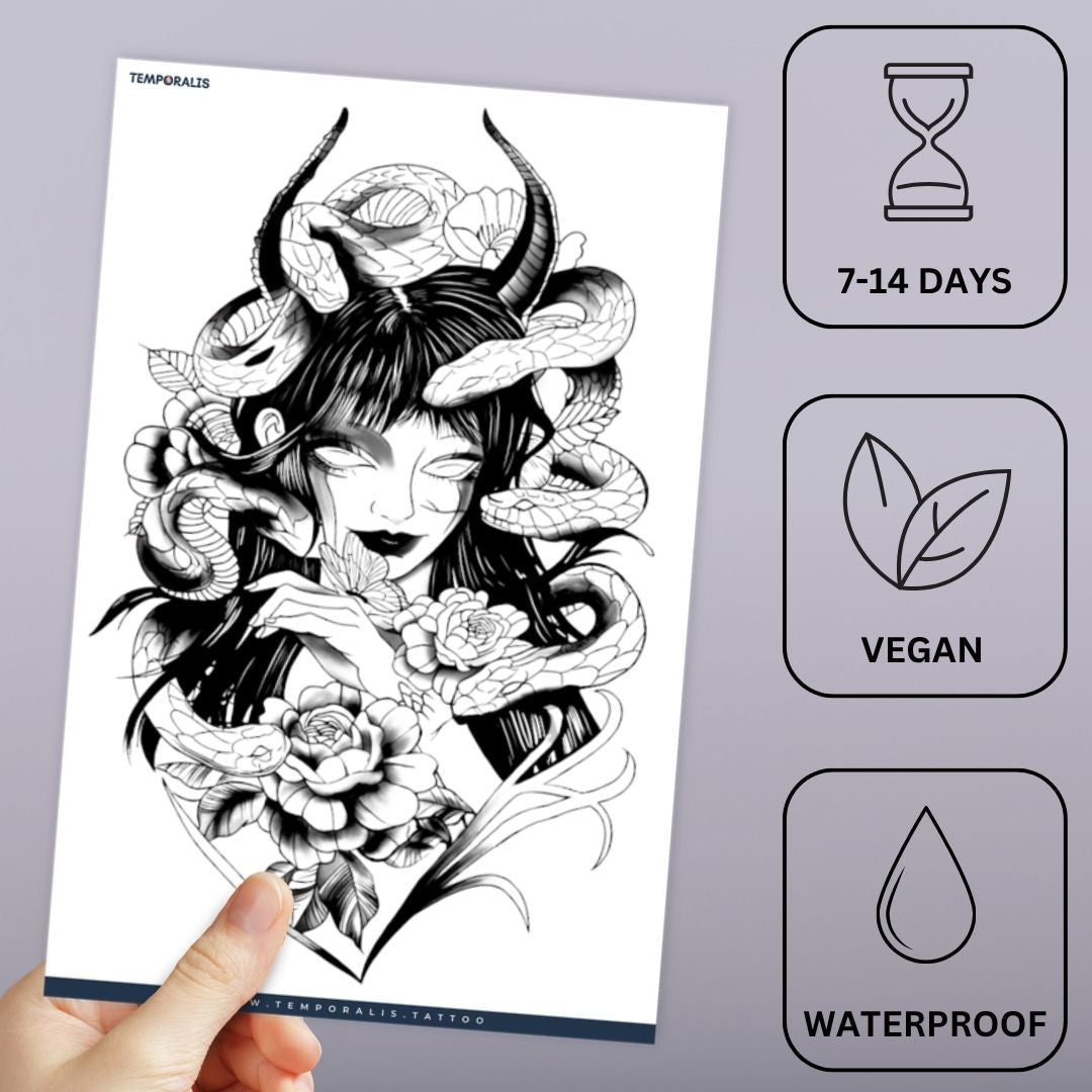 Snake Goddess Tattoo - 3 | Temporalis