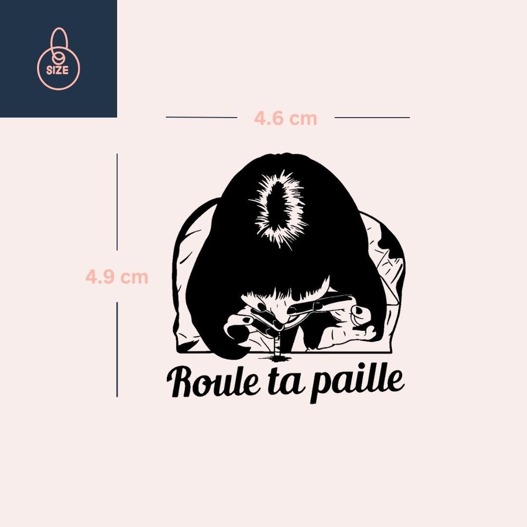 Snorting through a straw temporary tattoo – 'Roule ta paille' 3 - Temporalis