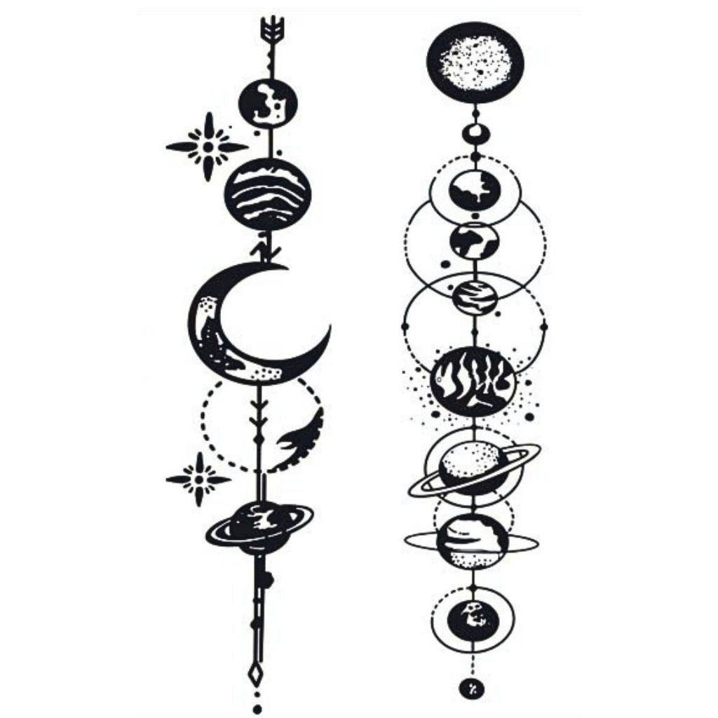 Solar System Column Tattoo - 2 | Temporalis