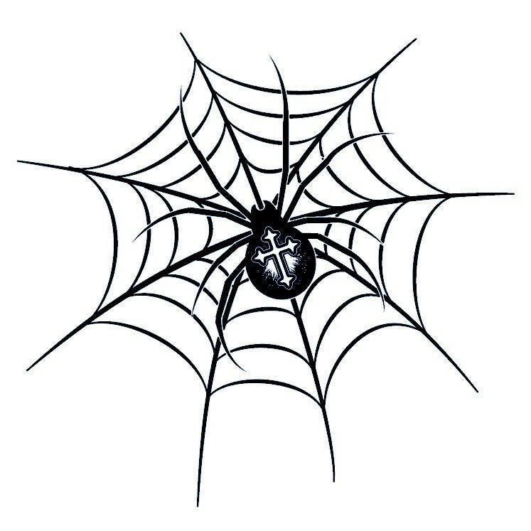 Spider with cross on web temporary tattoo - 2 | Temporalis