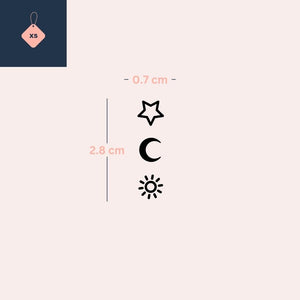 Star, moon and sun temporary tattoo - 4 | Temporalis