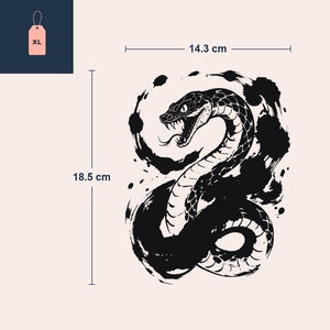 แทททูงูพิษอ้าปากขู่ สไตล์พู่กันจีน - 4 | Temporalis