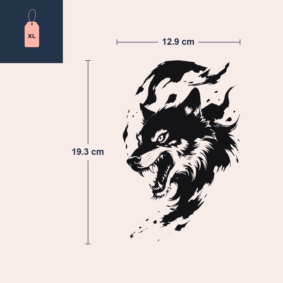 Tatuaje de cabeza de lobo gruñendo estilo sumi-e - 4 | Temporalis