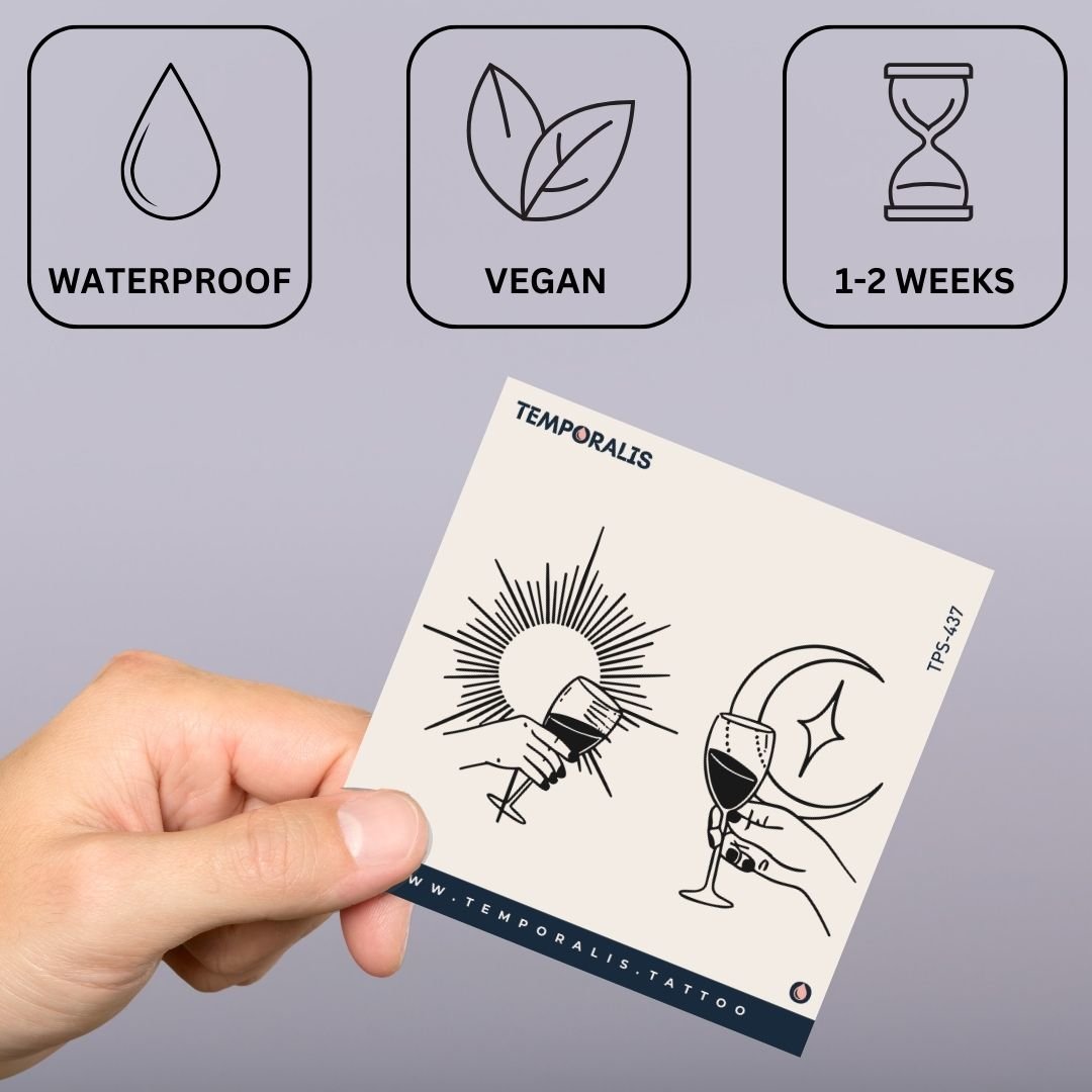 Sun and moon clinking glasses temporary tattoo - 3 | Temporalis