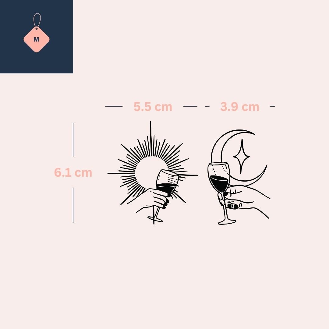 Sun and moon clinking glasses temporary tattoo - 4 | Temporalis