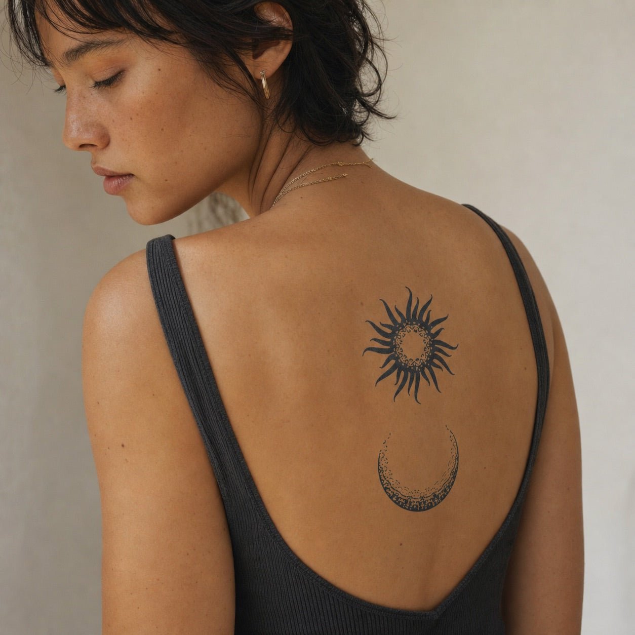 Sun and Moon Dotwork Tattoo - 1 | Temporalis