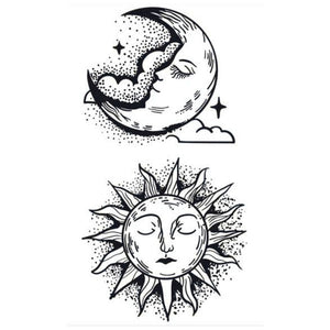 Sun and Moon Face Tattoo - 2 | Temporalis