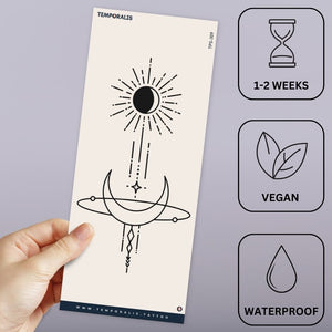 Sun & Moon geometric orbit temporary tattoo - 3 | Temporalis