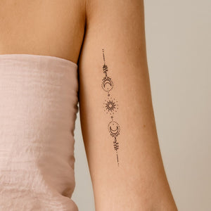 Sun & Moon temporary tattoo – floral linework - 1 | Temporalis