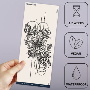 Sunflower bouquet geometric temporary tattoo - 3 | Temporalis