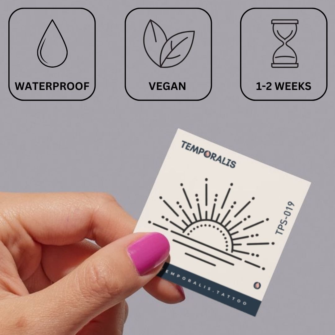 Sunrise temporary tattoo with rays and horizon - 3 | Temporalis