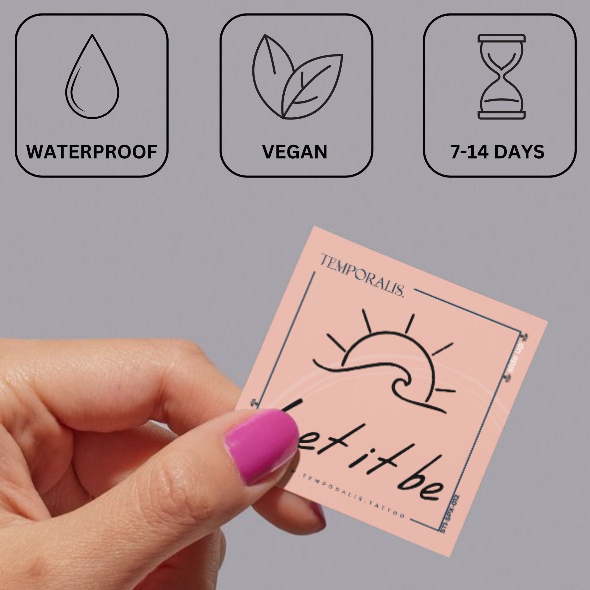 Sunrise & wave 'Let it be' temporary tattoo - 3 | Temporalis
