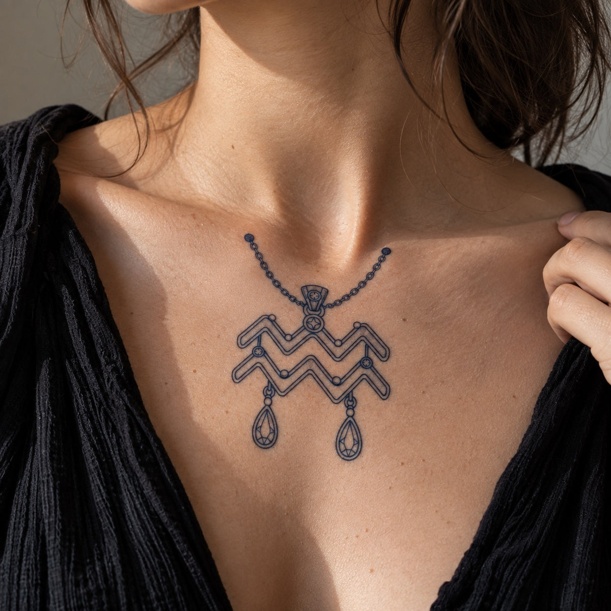 Aquarius Jewel Zodiac Tattoo