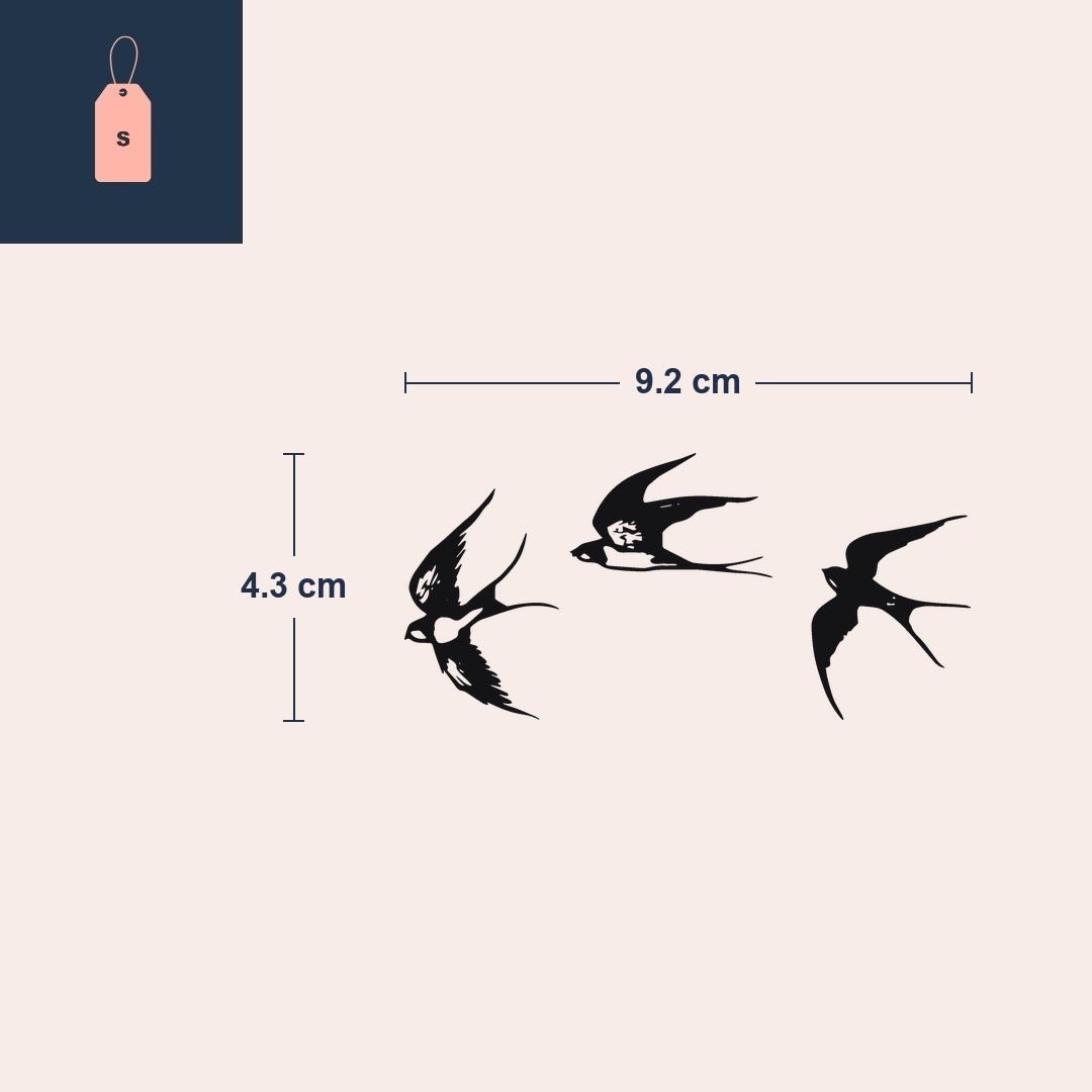 Three Swallow Silhouettes Tattoo - 4 | Temporalis